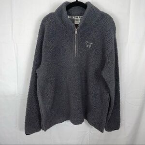 Victoria's Secret Pink Sherpa Pullover Fleece 1/4th Zip Crewneck Long Sleeve Top